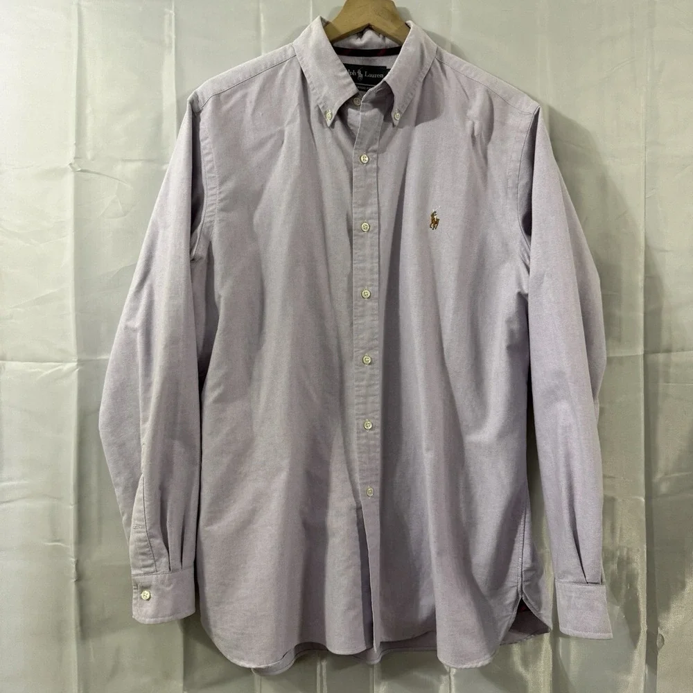 Polo Ralph Lauren Shirt Mens XL Purple Custom Fit Button Down Flesh Pony Oxford*